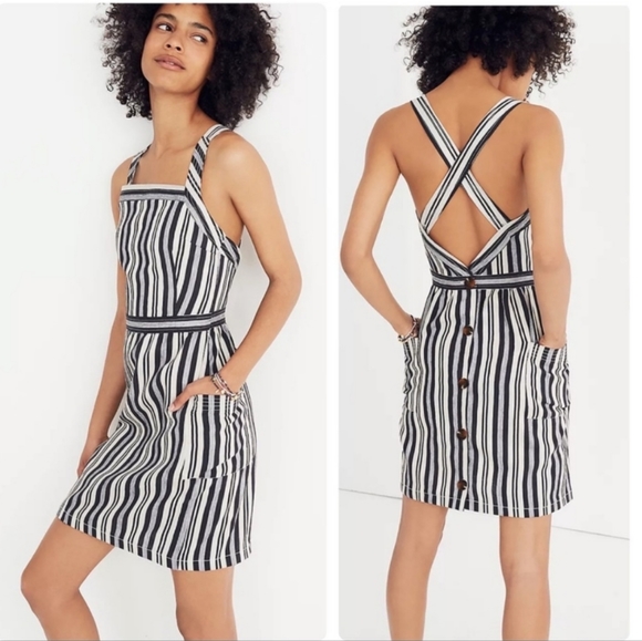 Madewell Dresses & Skirts - Madewell Dresses Madewell Apron Mini Dress In Evelyn Stripe size 6